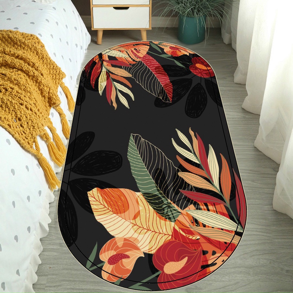 thảm chân giường 3D Lorenhouse_official thảm trải sàn phòng ngủ chống trơn - Thảm chân giường hình bầu dục