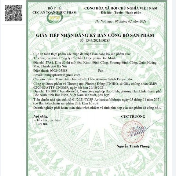 Avisure Safoli Drop - sắt hữu cơ nhỏ giọt cho bé