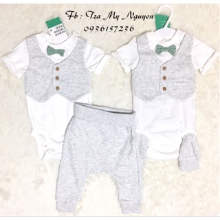 Set chú rể ngắn tay gile trắng ghi HM auth