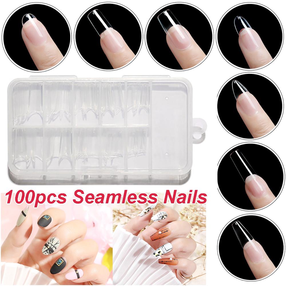 Móng Tay Giả Acrylic Trong Suốt Không Đường May Kiểu Pháp