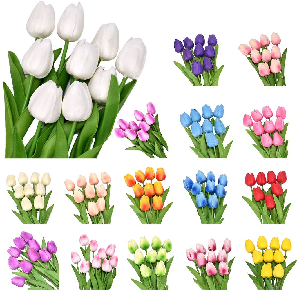 Bộ 5 Bông Hoa Tulip Giả Bằng Nhựa Sống Động Như Thật Trang Trí Nhà Cửa