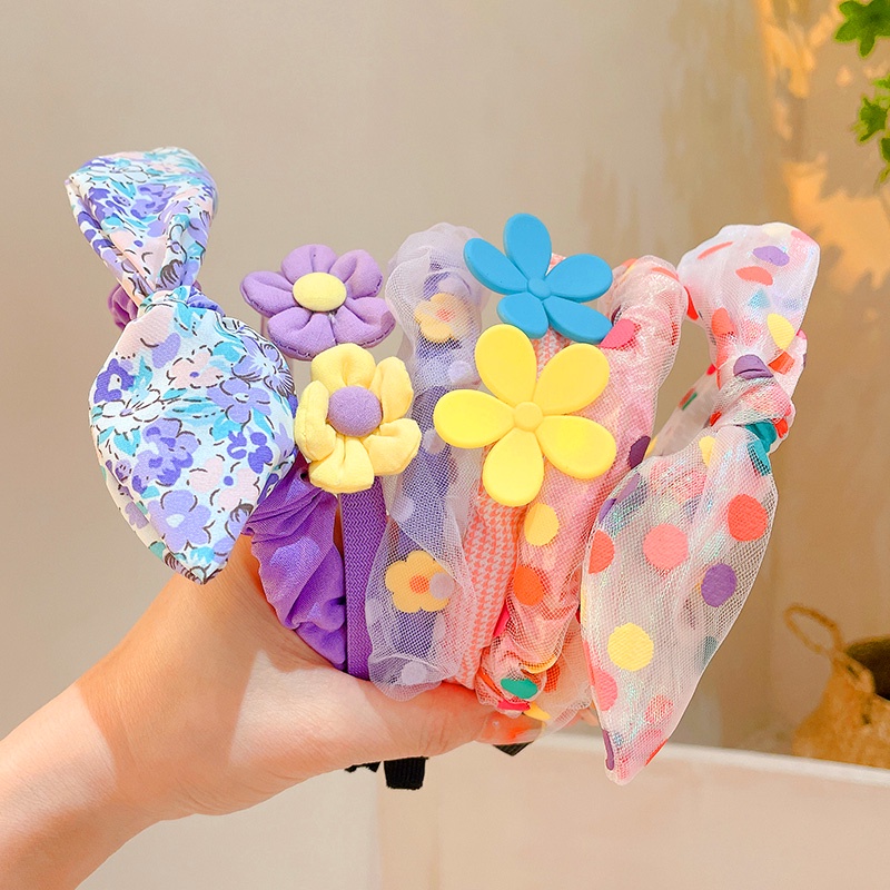 Bộ 3 Băng Đô Cài Tóc Đính Nơ Kiểu Hàn Quốc Dễ Thương Cho Bé Gái