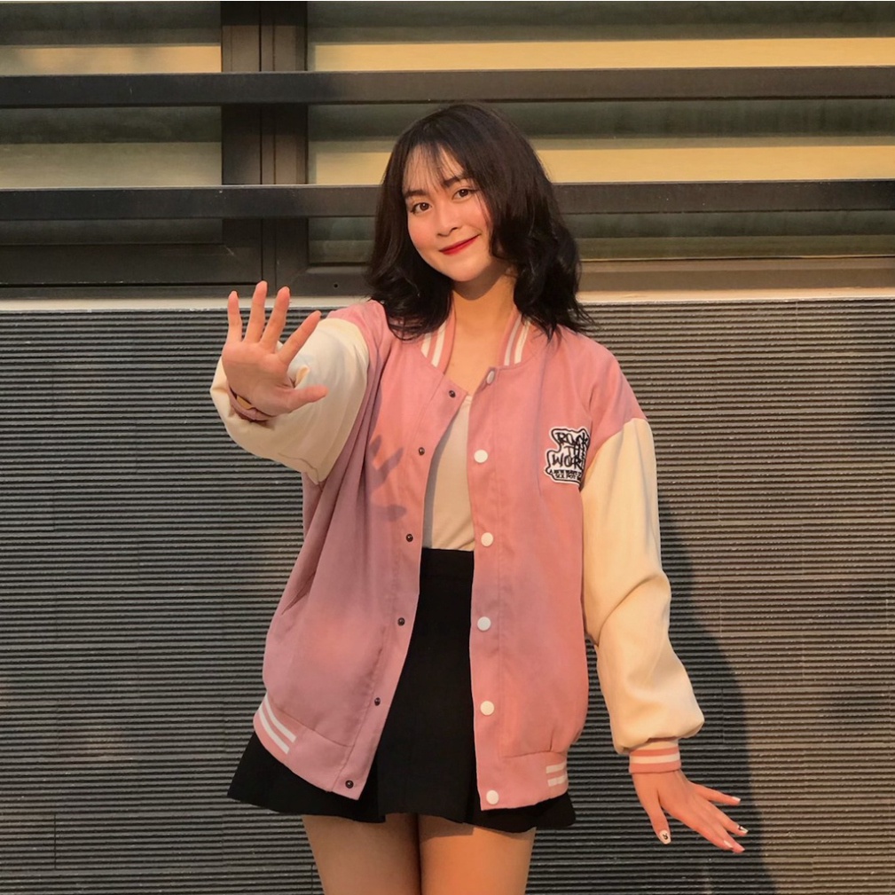 Áo khoác bomber varsity nam nữ ROCK THE WORLD 2 lớp Ulzzang Unisex | chống nắng | form rộng - Gooan - HÀNG MỚI VỀ