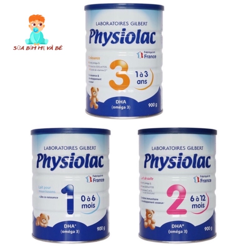 [Mẫu mới] Sữa bột Physiolac số 1,2,3 900g (date mới nhất)