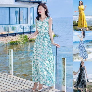 Đầm Maxi Chiffon Họa Tiết Hoa Phong Cách Boho