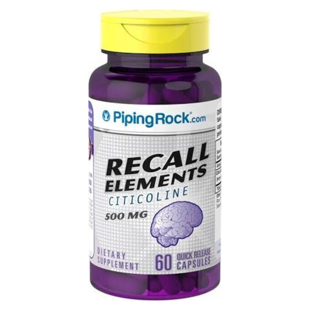 Viên Uống Tăng Cường Tuần Hoàn Não Recall Elements Citicoline 60 Viên Piping Rock