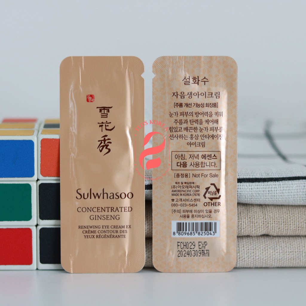 Kem mắt Sulwhasoo Nhân Sâm Concentrated Gingseng Renewing Eye Cream Ex -Làm mới, chống lão, cải thiện nhăn 1ml (2024)