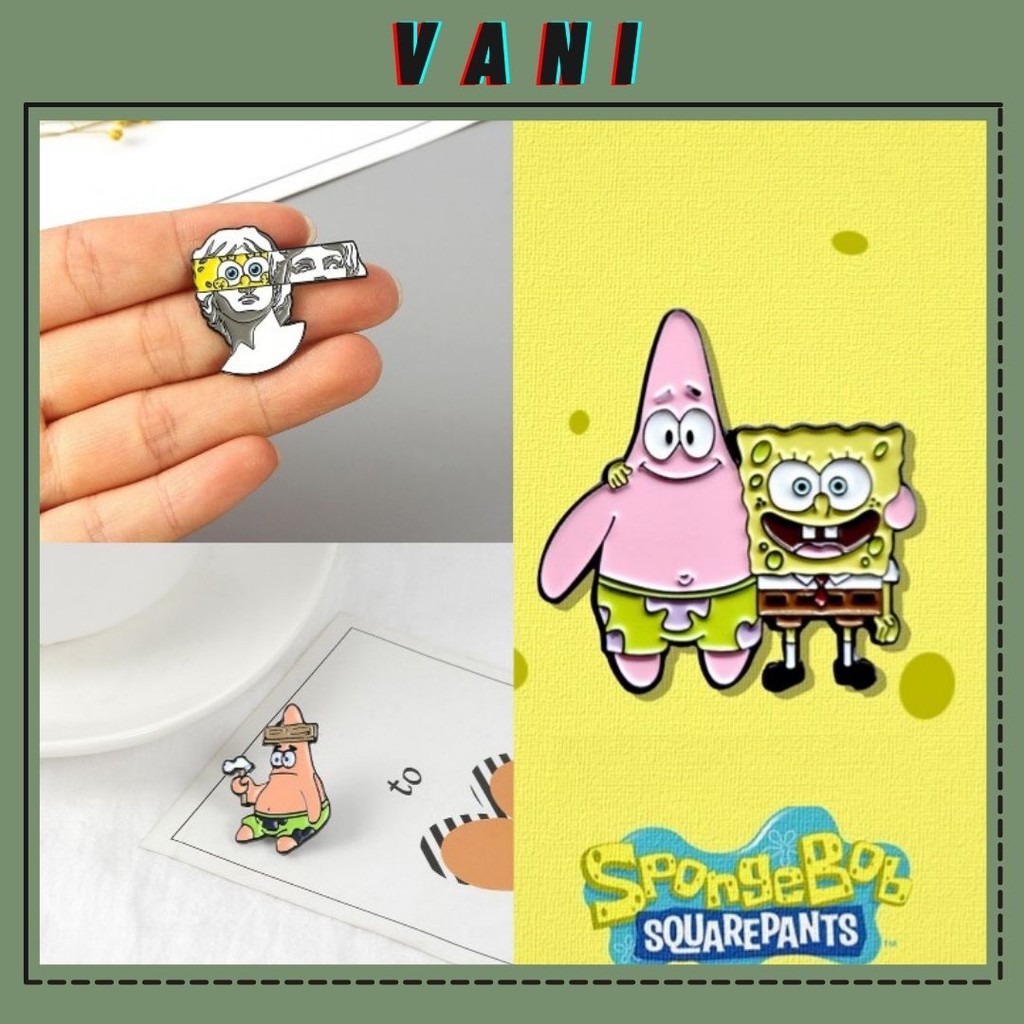 Ghim Cài Áo, Balo, Túi Xách Hình Bọt Biển SpongeBob / SAO BIỂN - Vani Store [VPP00166-1]