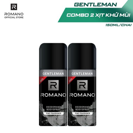 Combo 2 Xịt toàn thân Romano ngăn mồ hôi và mùi cơ thể 150ml/chai