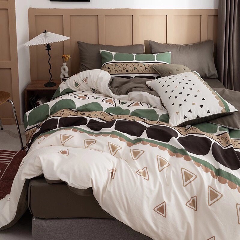 Bộ Chăn Ga Gối ❤️ Cotton living 100% cao cấp đủ size ga giường họa tiết kẻ miễn phí bo chun nhập khẩu Hàn Quốc