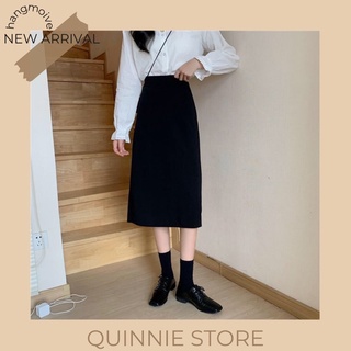 Chân váy chữ A dài đen trơn basic, chân váy đen dài