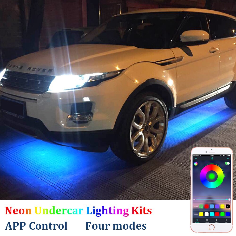 Chiếu sáng gầm xe Đèn LED Đèn gầm  Bộ dụng cụ Đèn neon Trang trí bầu không khí Nhẹ Điều khiển giọng nói và APP không dây kiểm soát