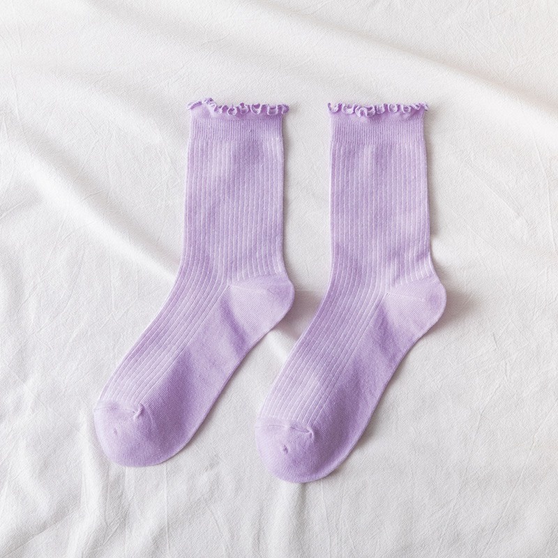 Vớ cổ cao nam nữ tất trơn bèo xoăn cotton thời trang đẹp kháng khuẩn khử mùi thấm hút mồ hôi tốt MONEY VC044