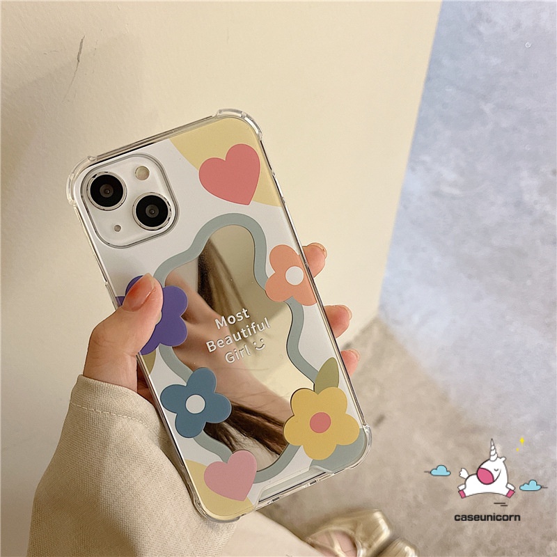 Ốp Điện Thoại Mềm Chống Sốc Có Gương Trang Điểm Cho iPhone 7plus 8plus 7 8 Plus 11 13 12 Pro MAX X XR XS MAX SE 2020