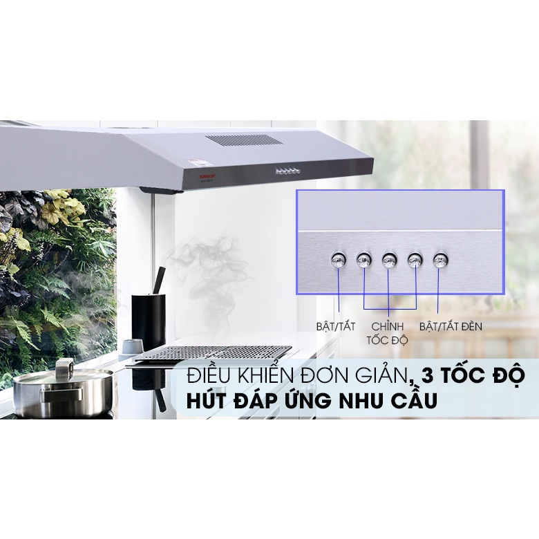 Máy hút mùi vỏ inox Sunhouse SHB6118I
