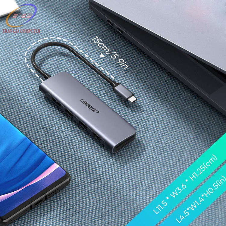 [Mã 66ELHASALE hoàn 7% đơn 500K] Cáp USB Type C To HDMI, USB 3.0, Đọc Thẻ SD/TF Ugreen 70410