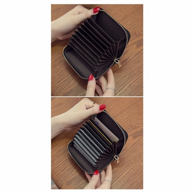 Ví JASMIN NOIR dáng ngắn da PU có khóa kéo dây tiêu chuẩn thời trang dành cho nữ