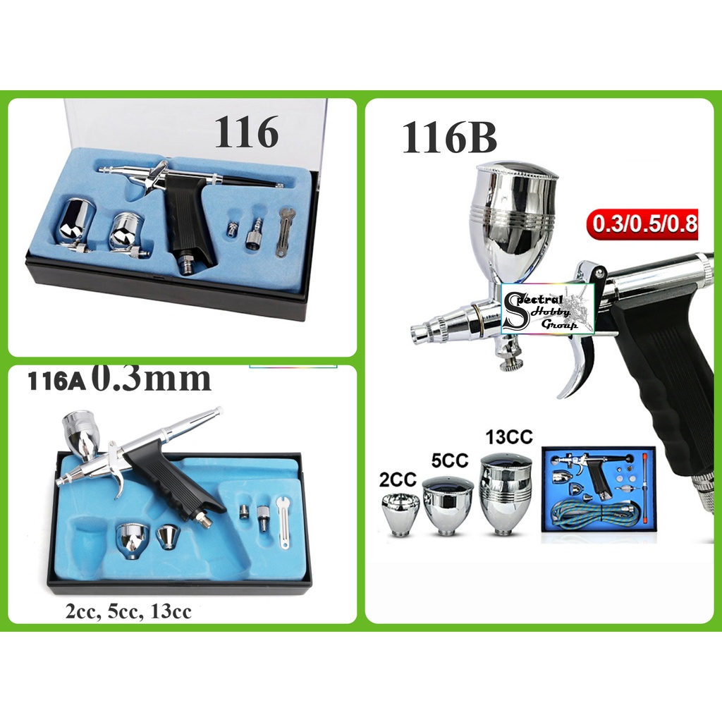 Bút sơn mô hình Professional Airbrush Kit 116 116A 116B 116P 0.3mm 2cc / 5cc / 13cc