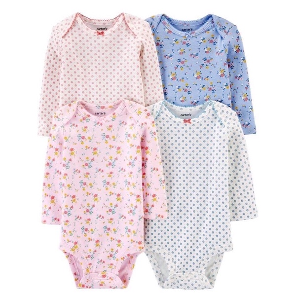 Set 3 body chip bodysuit Carter’s dài tay xuất xịn cho bé trai bé gái (mẫu ngẫu nhiên)