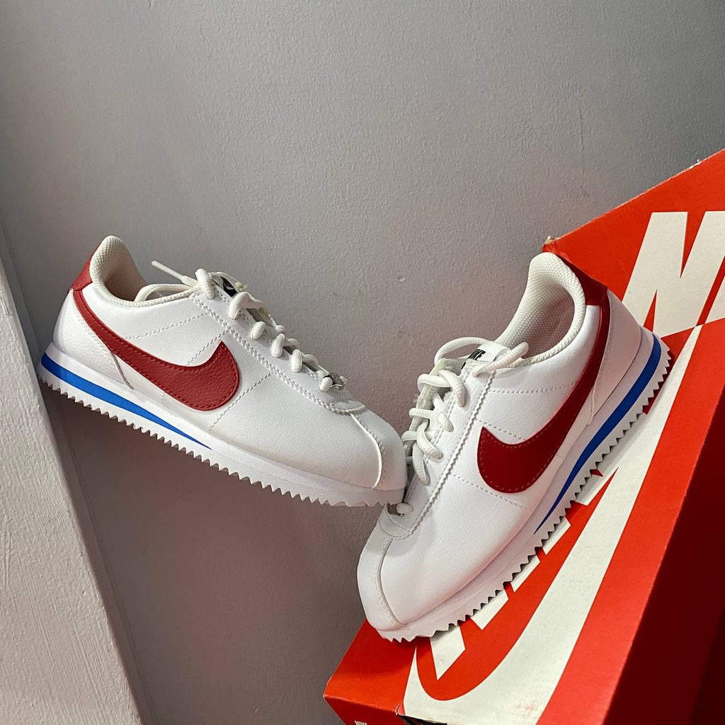 Giày Cortez Thể Thao Thời Trang Màu Trắng Móc Đỏ Nam Nữ Có Sẵn 904764-103