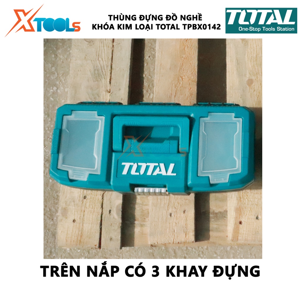 Thùng đựng đồ nghề TOTAL TPBX0142 | thùng đựng đồ nghề khóa kim loại tải trọng 10KG kích thước 356mm (14&quot;&quot;) *168mm (6,6&quot;