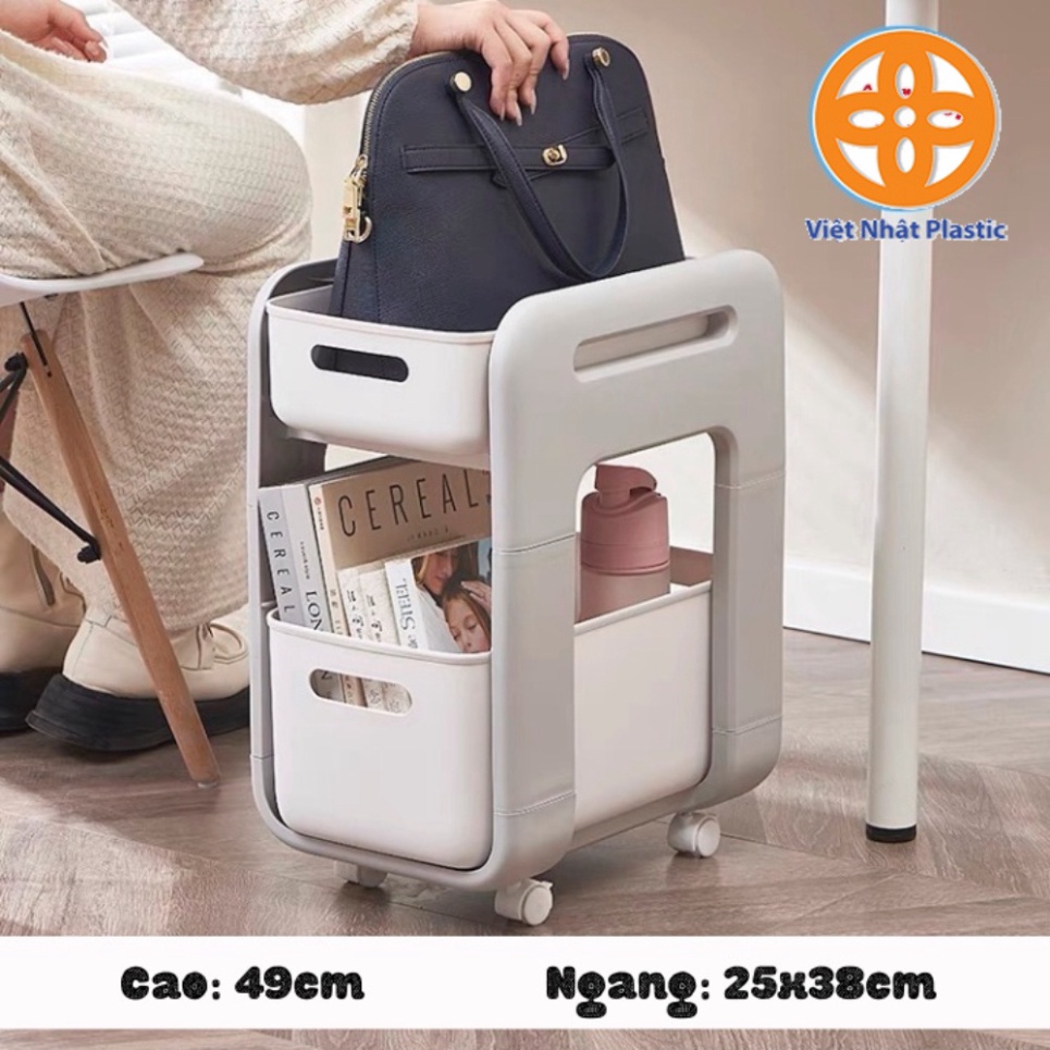Kệ đựng đồ có bánh xe, kệ trượt nhựa Việt Nhật di chuyển đa năng 5588