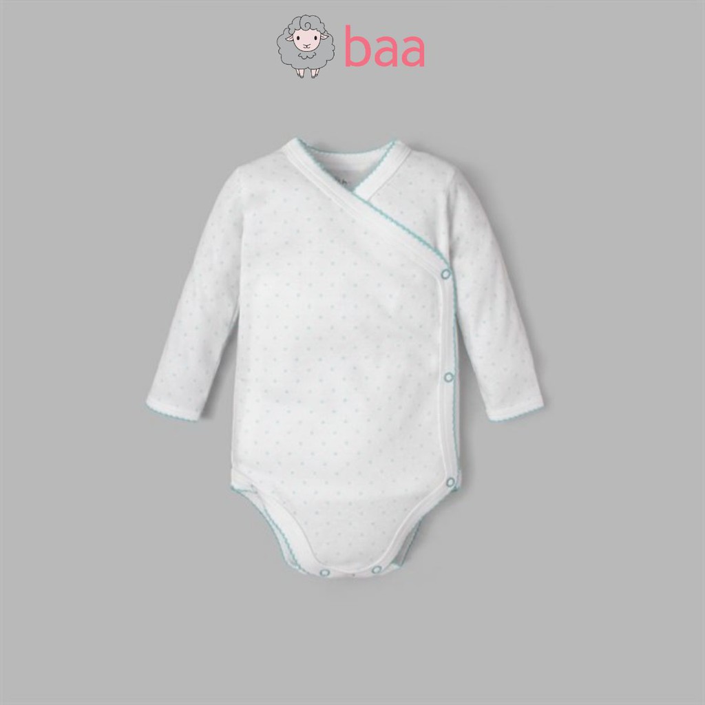 Bodysuit BAA BABY cài bên màu trắng chấm bi xanh cho bé gái - G-CB01D-019FL