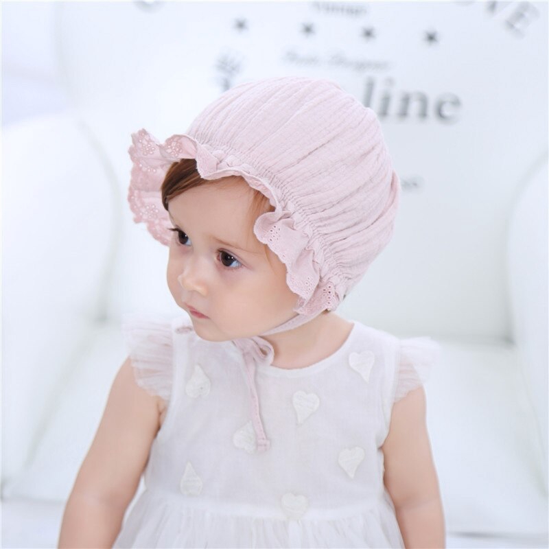 Mũ cotton mềm phối ren che nắng thời trang mùa hè có thể dùng làm đạo cụ chụp ảnh dành cho bé sơ sinh