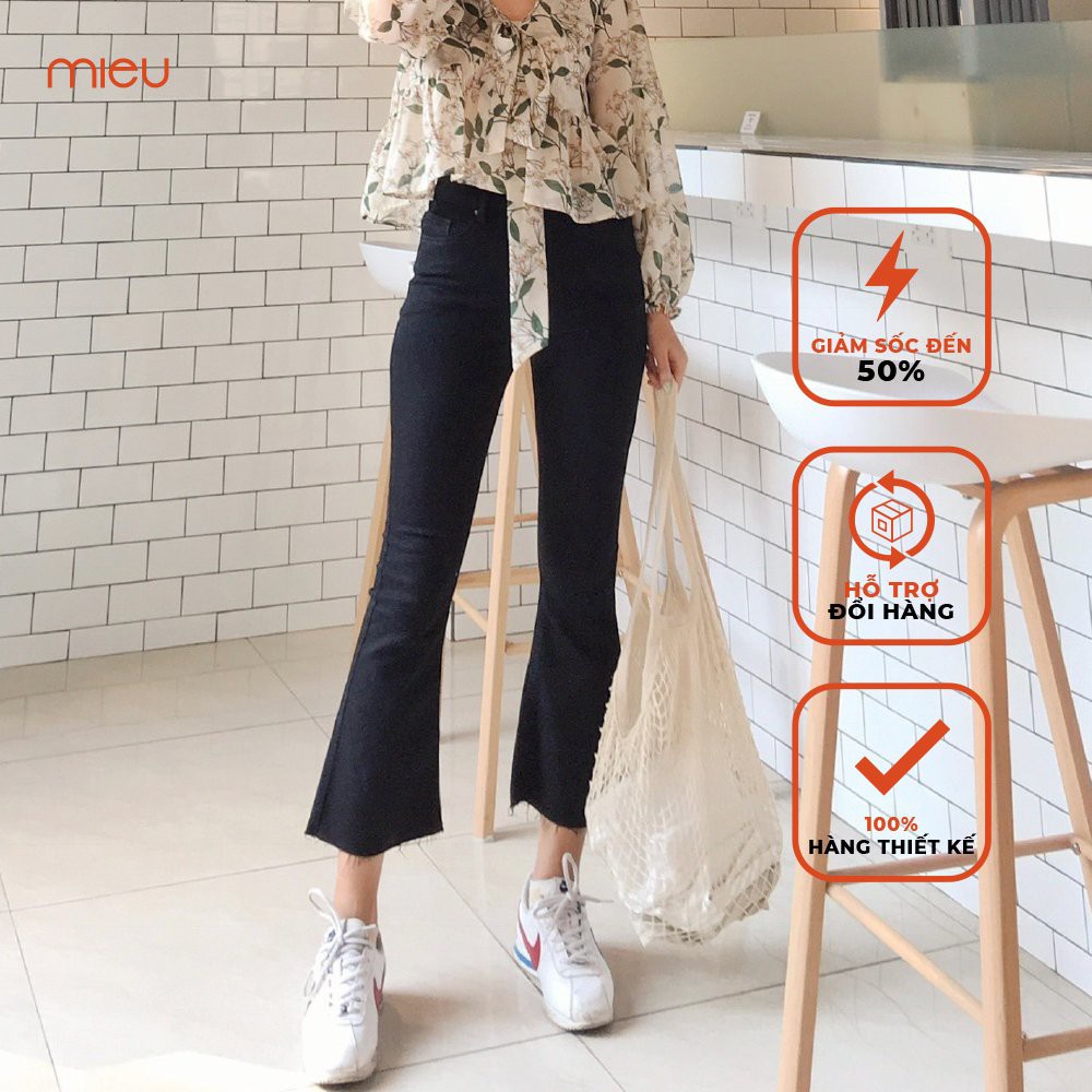 Quần jeans loe trơn cắt lai MIEU - HA13-HN09