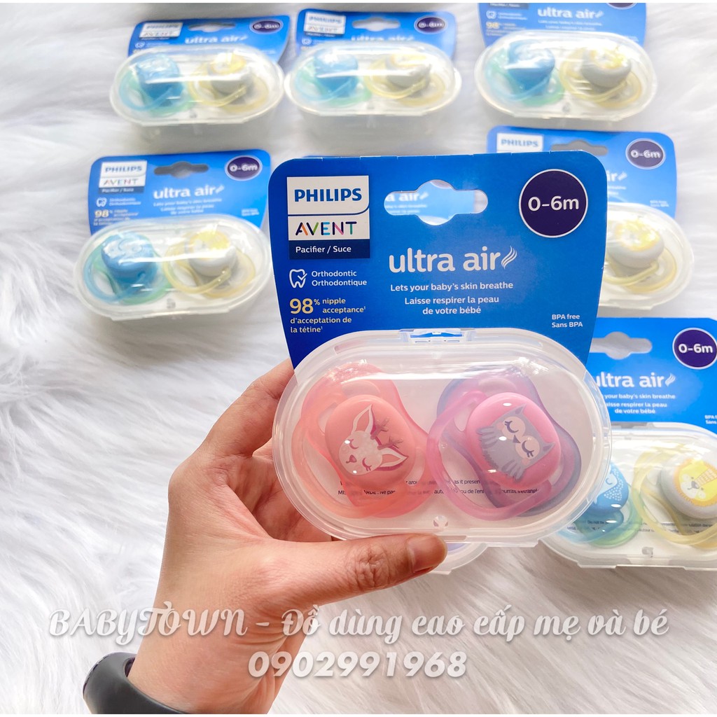 TI NGẬM/TI GIẢ PHILIP AVENT ULTRA AIR/ ULTRA AIR ANIMAL 0-6M, 6-18M ( Set 2 cái)/ ( Vỉ đơn) - CHÍNH HÃNG