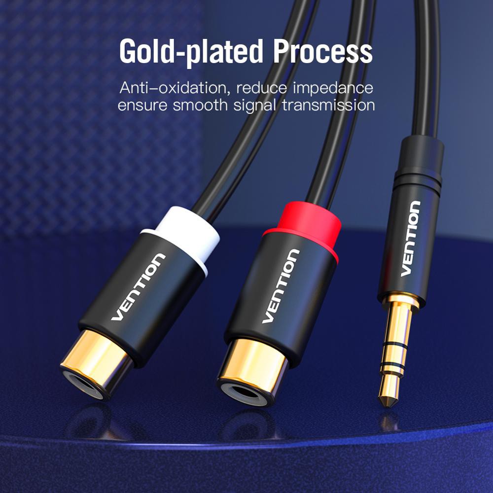 Cáp chuyển cổng âm thanh 3.5mm sang 2RCA chất lượng cao