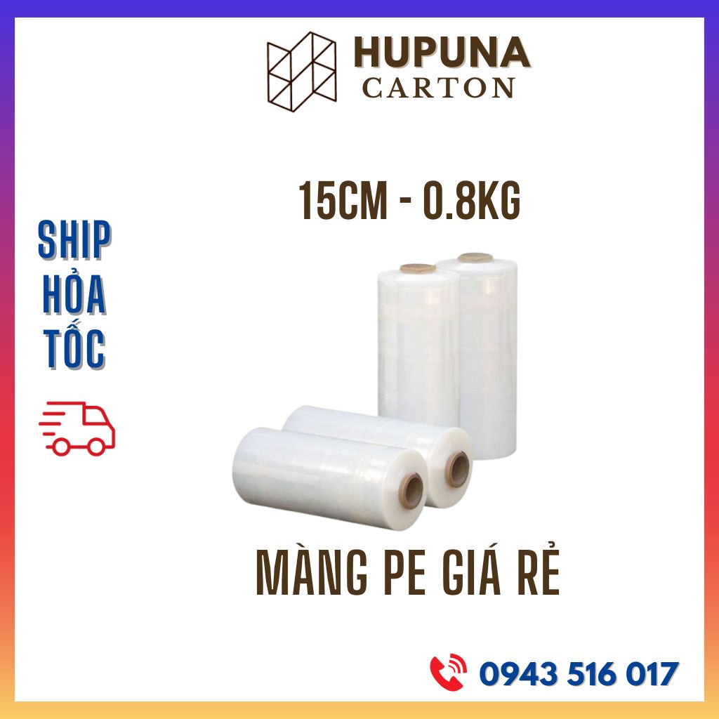 ( Khổ 15cm 0.8kg) Màng PE trắng trong, màng chít, nilong bọc hàng lõi nhỏ giá rẻ Hà Nội