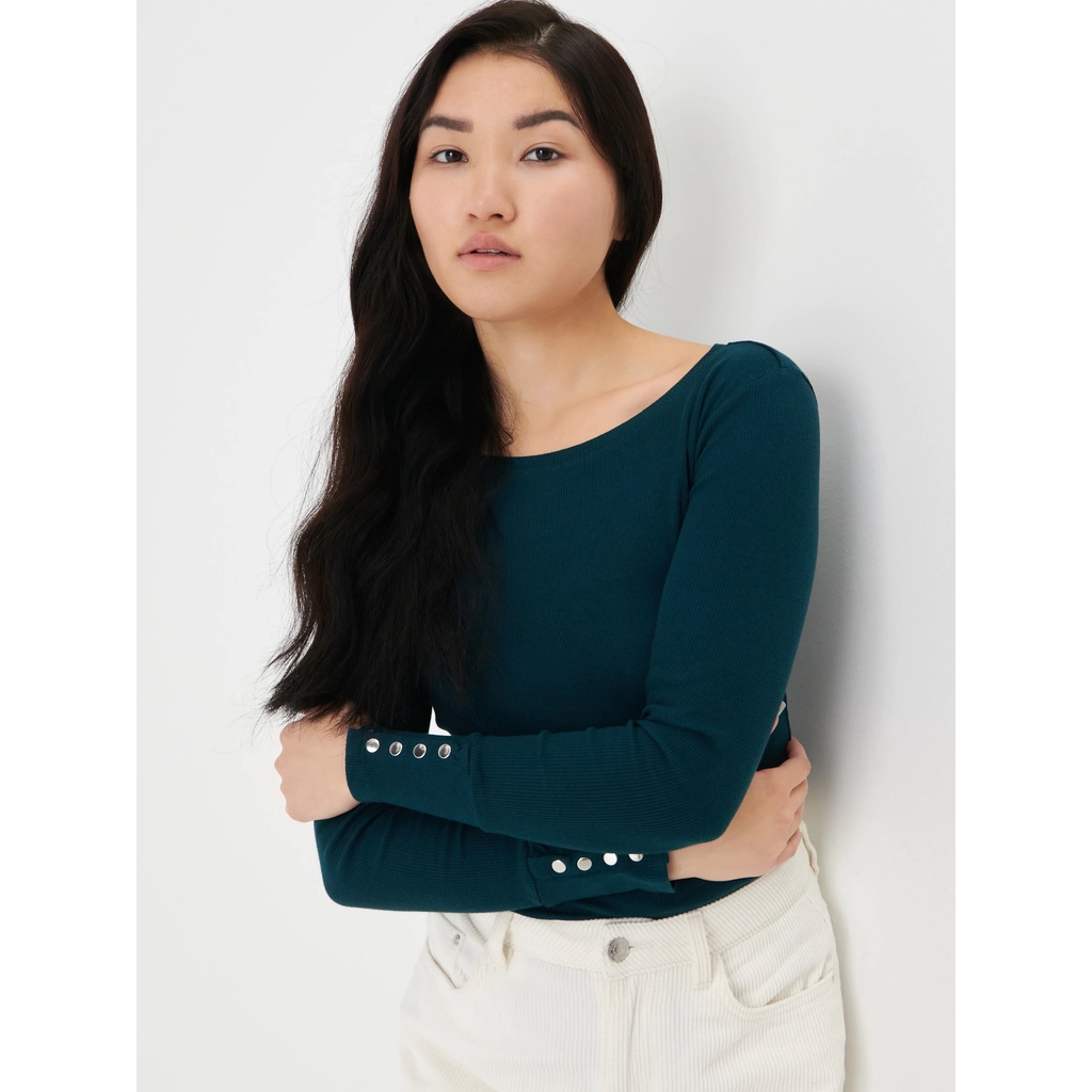SINSAY Đức - Áo body tay dài cổ thuyền auth new tag cao cấp có sẵn màu xanh ngọc dark turquoise size XXS mã2107F-69X