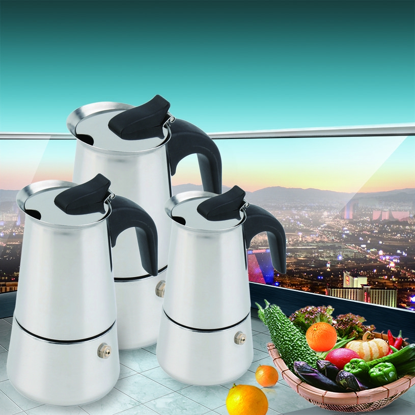 Máy pha cà phê Espresso Moka bằng thép không gỉ