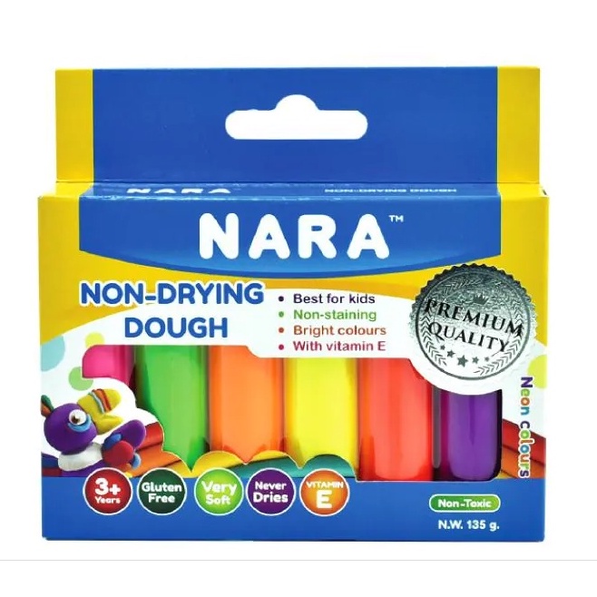 6 màu đất nặn Nara - không khô, không dính tay, an toàn cho bé,  135g - Dòng cao cấp