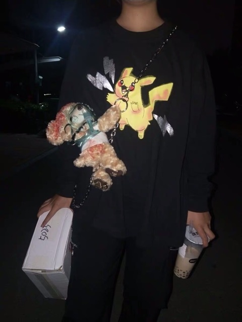 Túi gấu đeo chéo Bundy tàn tật đẫm máu dây xích Ulzzang Hàn Quốc siêu chất 👍