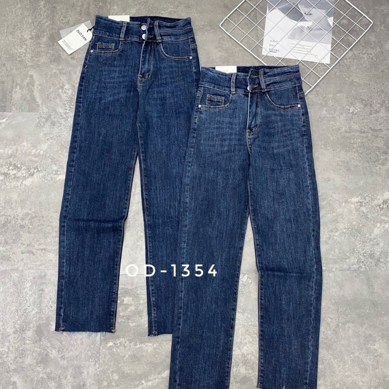Quần jean baggy ống suông nữ lưng cao cắt lai gấu style Hàn Quốc RUBIE JEANS 1514 | BigBuy360 - bigbuy360.vn
