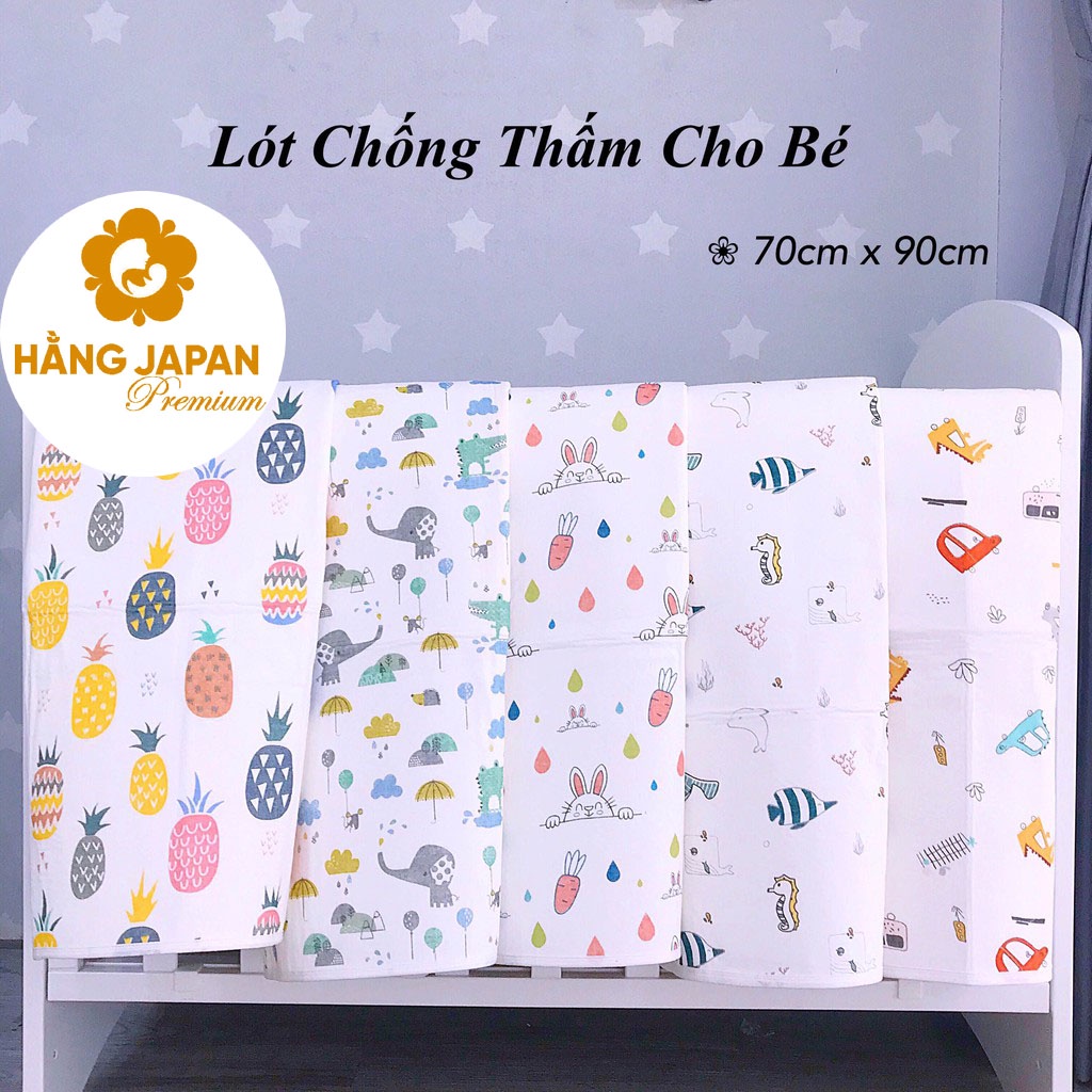 Lót chống thấm sợi tre 6 lớp thoáng mát cho bé kích thước 70x90 Made in Thailand (MÀU NGẪU NHIÊN)