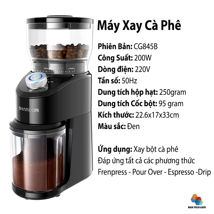 Máy Xay Cà Phê Cg845b Xay Cà Phê Hạt Cho Pha Chế Espresso, 14 Cấp Độ Xay Cafe Từ Thô Đến Mịn, Thiết Kể Để Bàn Mini