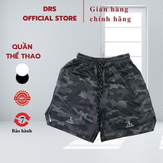 Quần short tập gym nam DRQ26, quần đùi thể thao nam DRS camo mắt chim thoáng mát