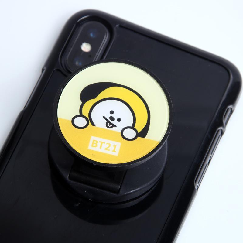 ☋♨New Style Kpop BT21 BTS Cartoon Cute Animals Mobile Phone Air Bag Bracket Retractable Folding Holder Dây điện thoại d