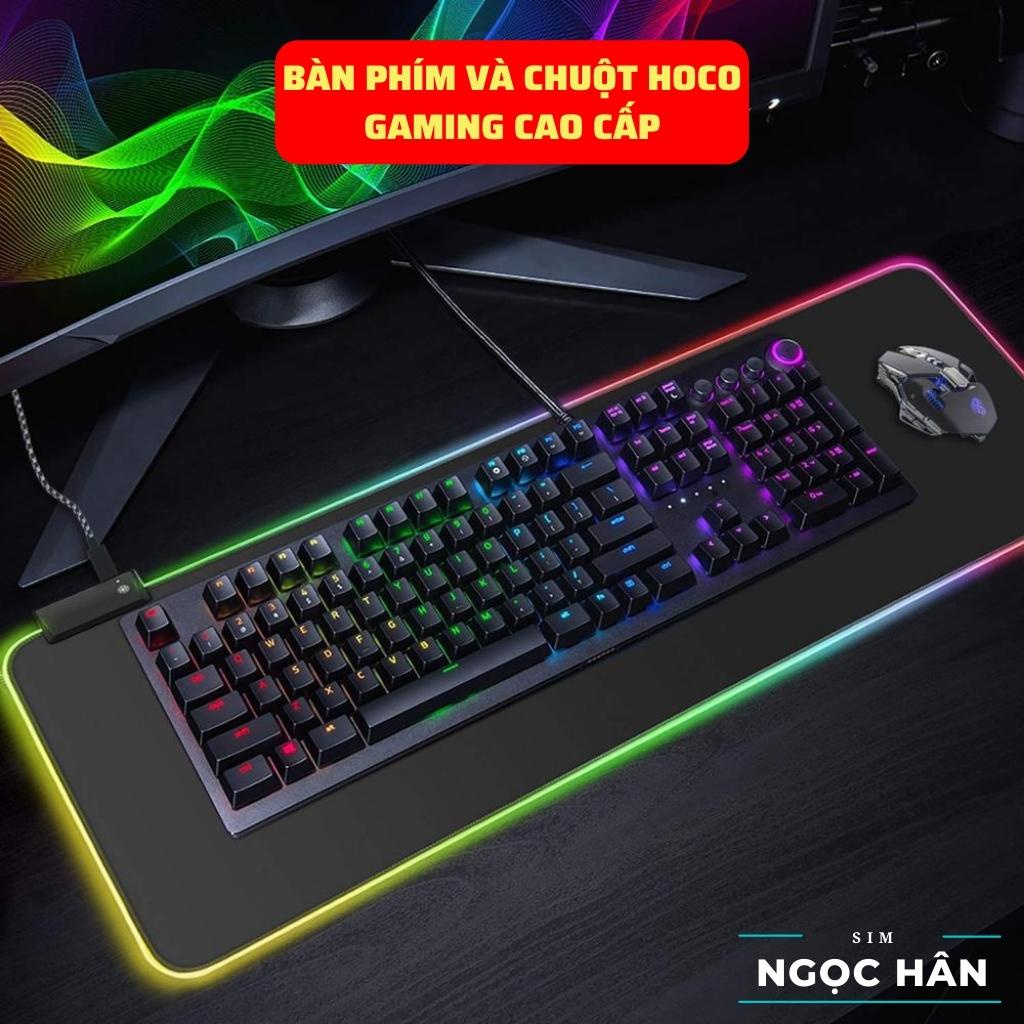 Combo Bàn Phím+Chuột Hoco Gaming GM11/ GM12/ GM16 Chơi Game + Lót Chuột LED RGB Tùy Chỉnh Đèn + Chuột Không Dây GM15