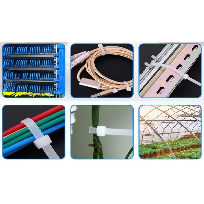 250 chiếc Dây Thít nhựa, Dây Rút nhựa, Lạt Nhựa niêm phong Kích thước 4*200mm 2 màu đen trắng
