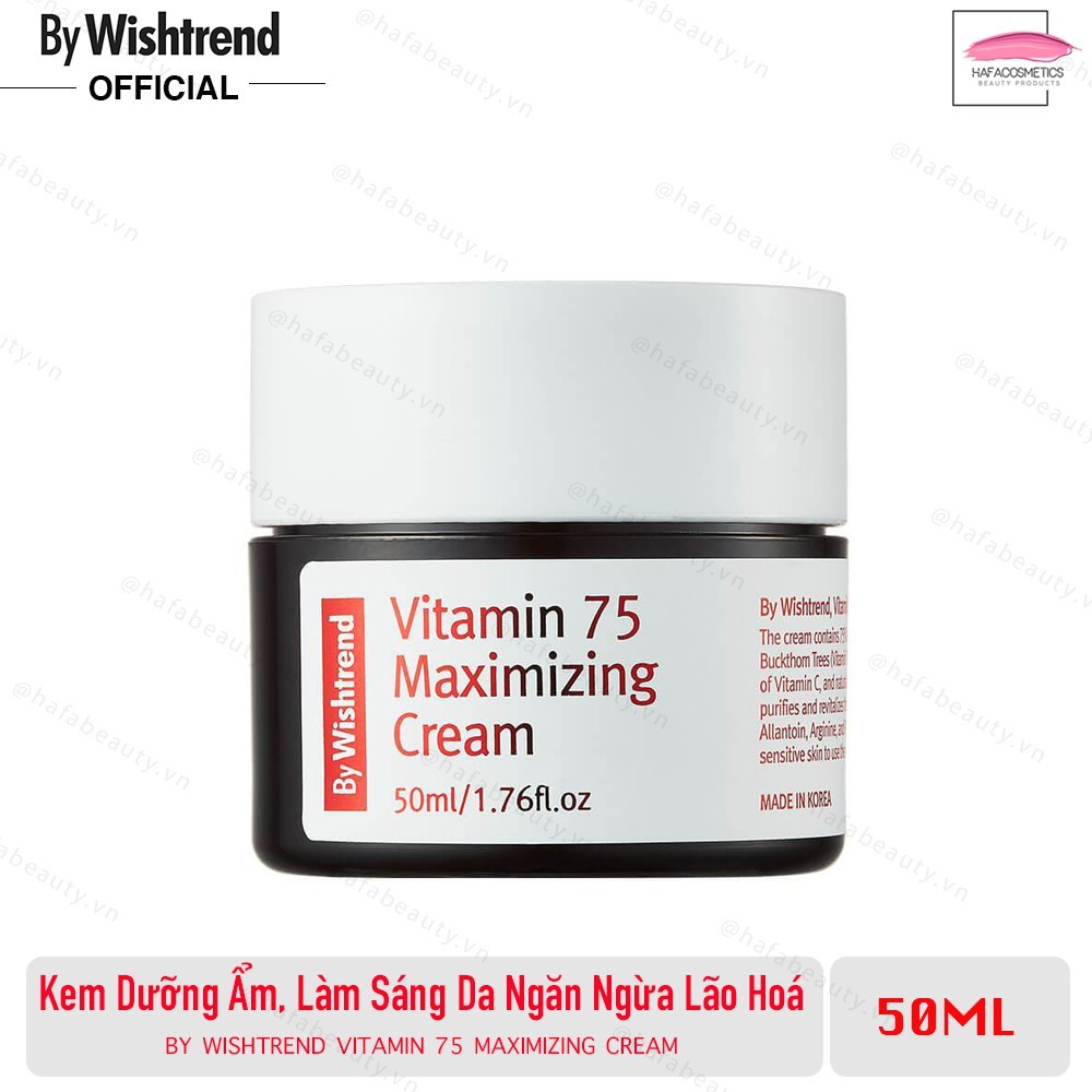 Kem Dưỡng Sáng Da, Mờ Thâm Chống Lão Hoá Giàu Vitamin By Wishtrend Vitamin 75 Maximizing Cream 50ml