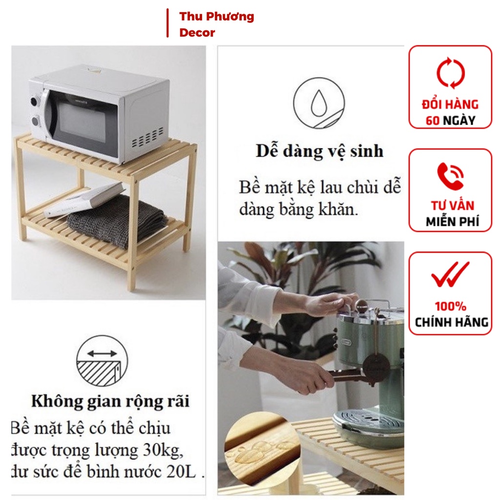 Kệ Lò Vi Sóng  2 -3 -4 Tầng - Gỗ Thông Tự Nhiên