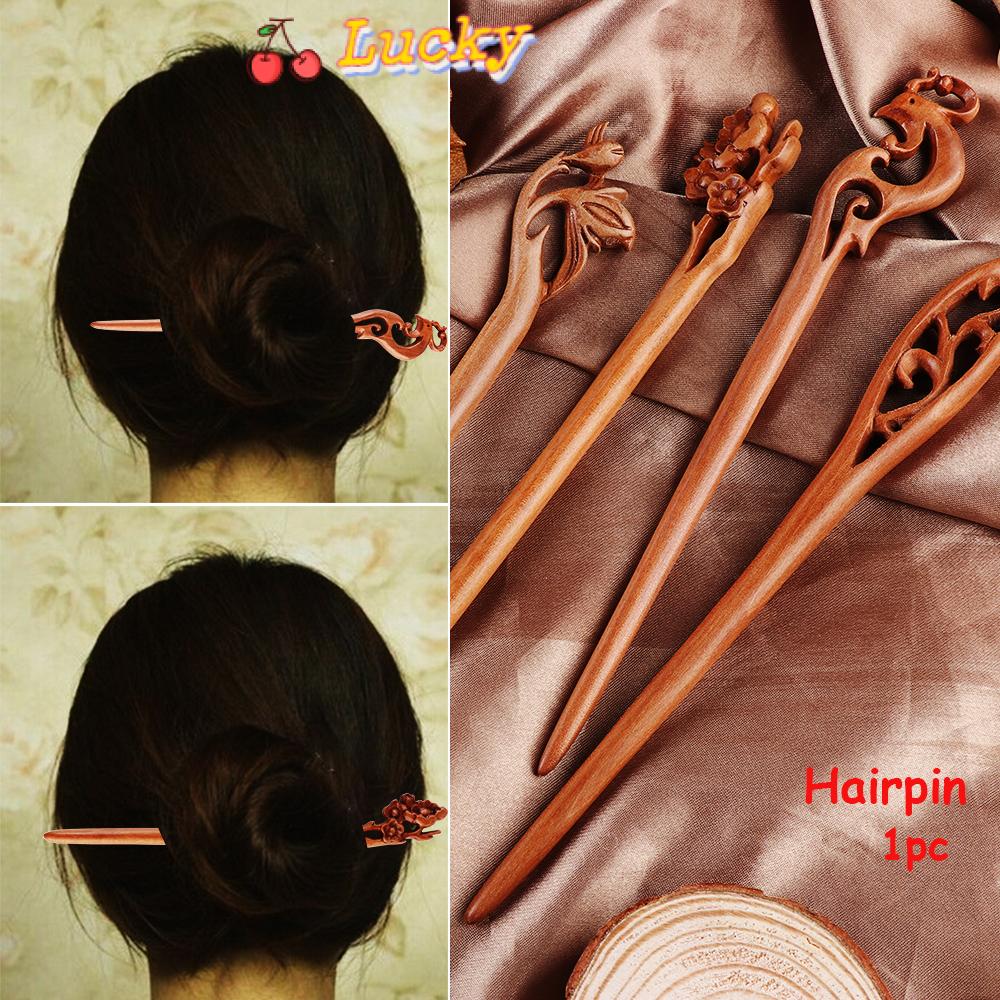 Trâm cài tóc handmade bằng gỗ đào phong cách retro thời trang dành cho nữ