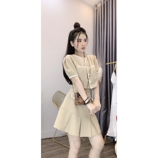 SET ÁO CHÂN VÁY DẠ DẬP LI