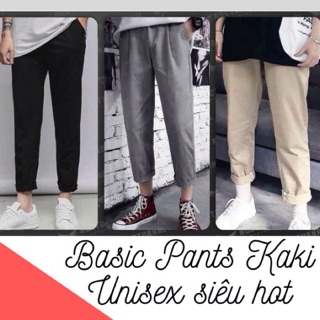 Quần Baggy kaki Basic pants kaki Unisex vải Kaki đẹp giá rẻ Size 68Kg