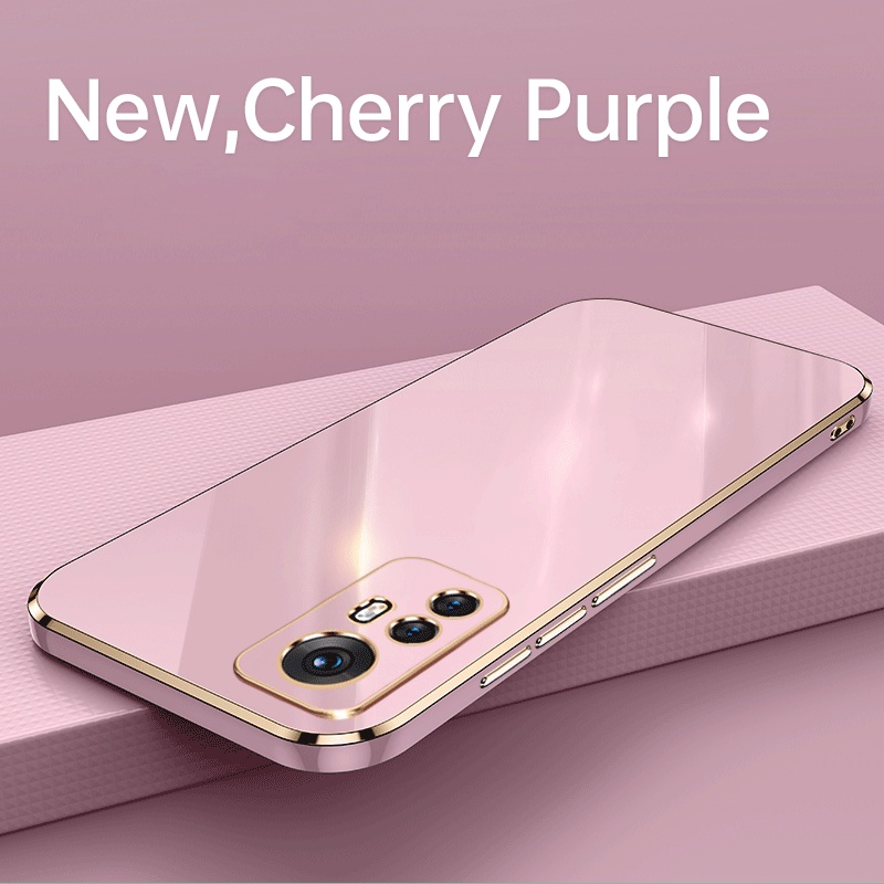 Ốp Điện Thoại TPU Silicon Mềm Chống Sốc Viền Vuông Mạ Vàng Sang Trọng Cho Xiaomi 12 11 10T 11T 12T Pro Mi 12 11 Lite 5G