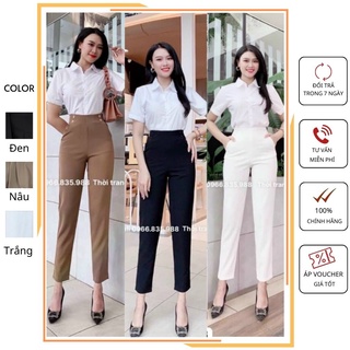 Quần công sở nữ cạp cao, Quần baggy công sở 2 khuy sườn chất VITEX xịn xò